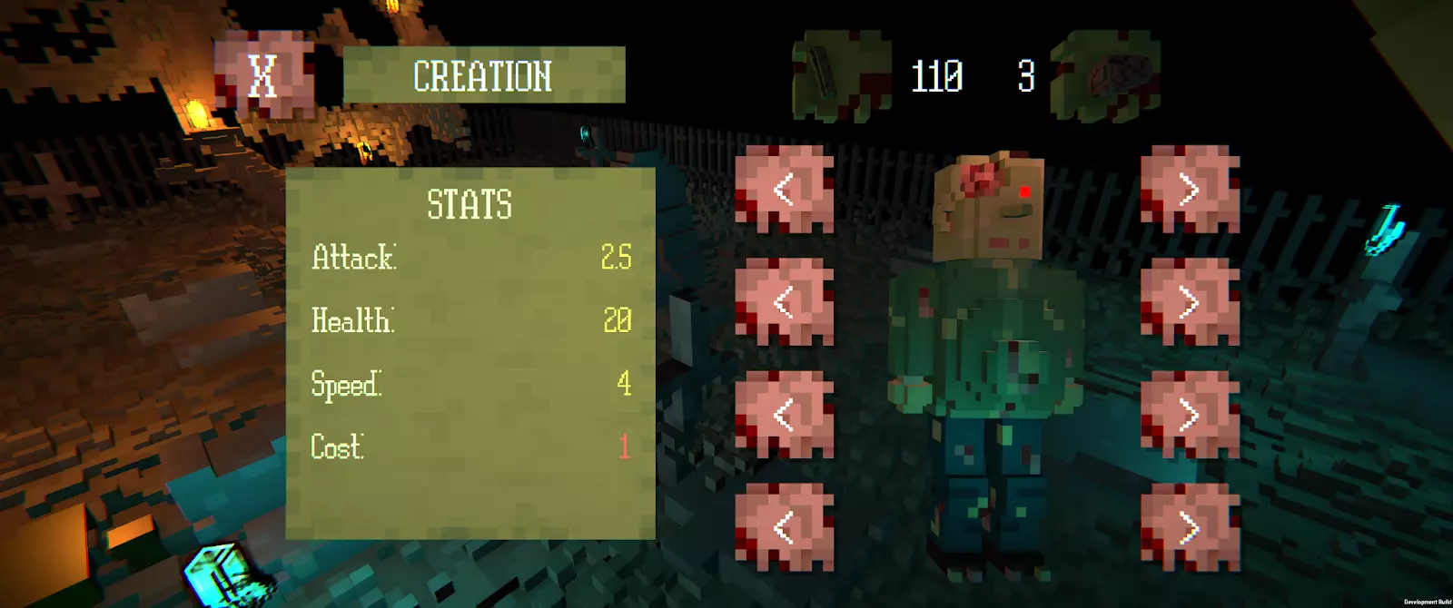 screenshot of the game (zombie creation menu)